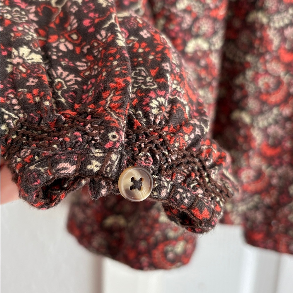 Lucky Brand Floral Printed Smocked Peasant Blouse Top - Picture 11 of 14